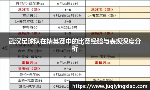 武汉足球队在精英赛中的比赛经验与表现深度分析